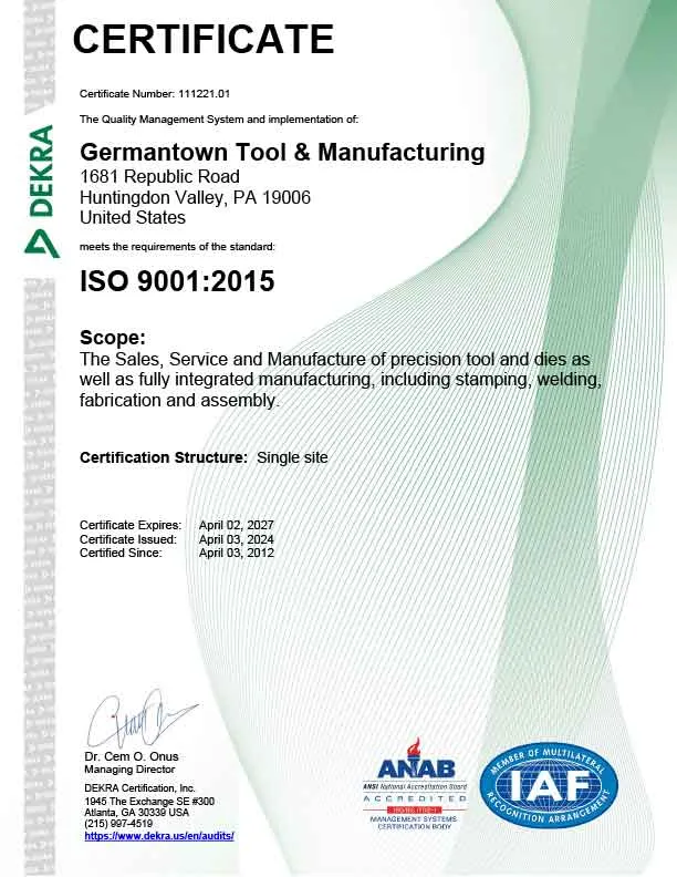ISO 9001 Certificate